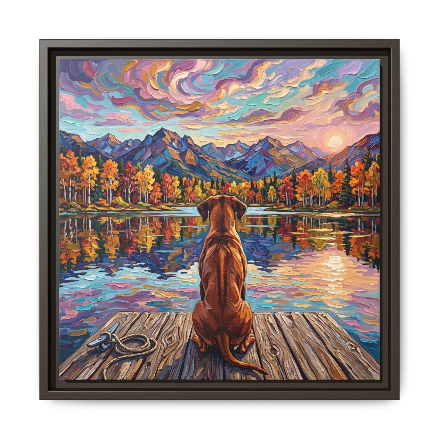 "On The Dock - Rhodesian Ridgeback" Framed Canvas Wall Art