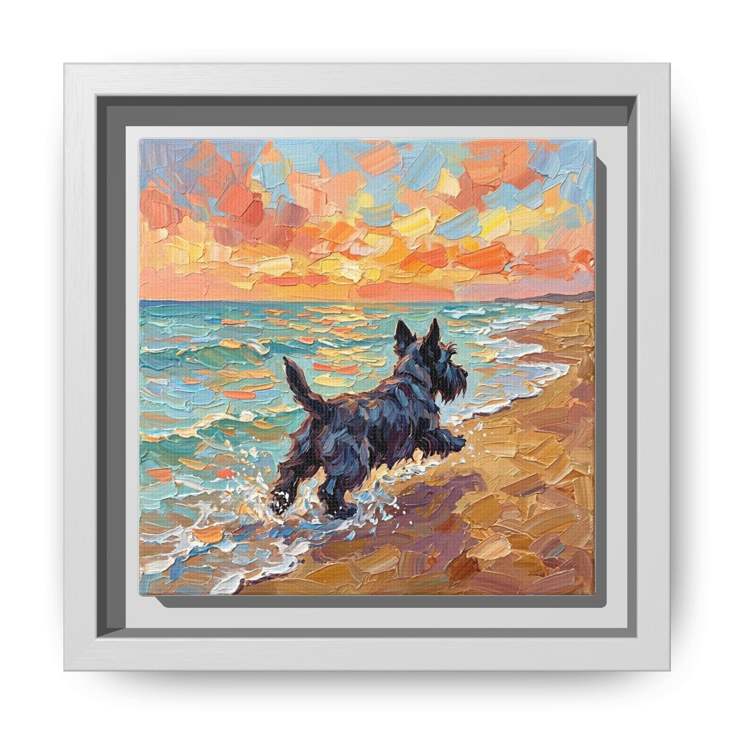 "Beach Day - Scottie" Framed Canvas Wall Art