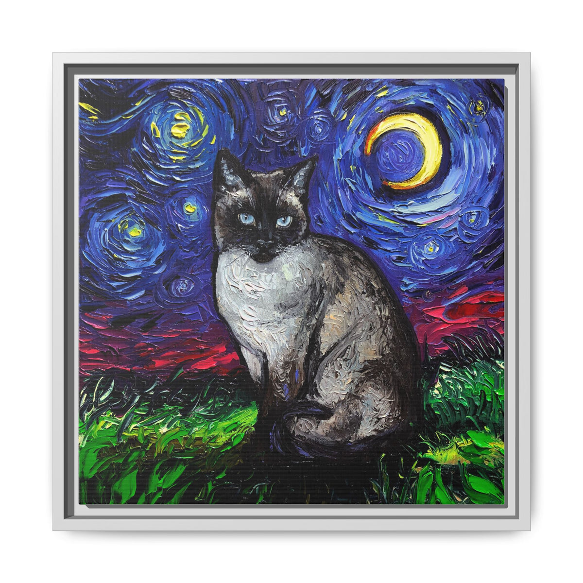 "Siamese Night" Framed Canvas Wall Art