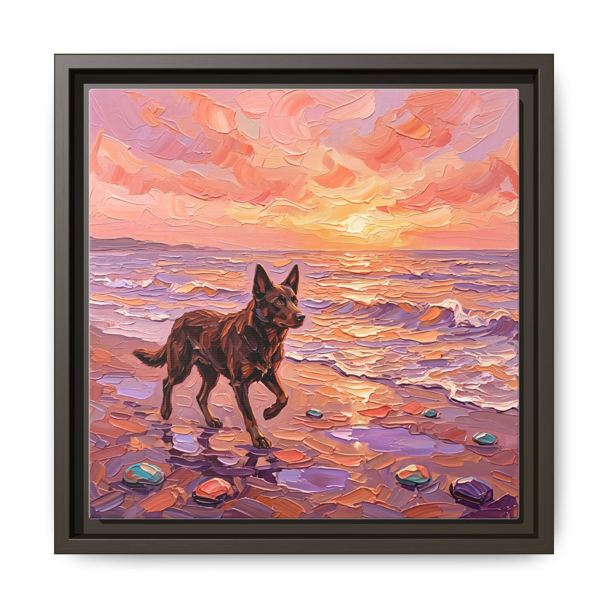 "Beach Day - Kelpie" Framed Canvas Wall Art