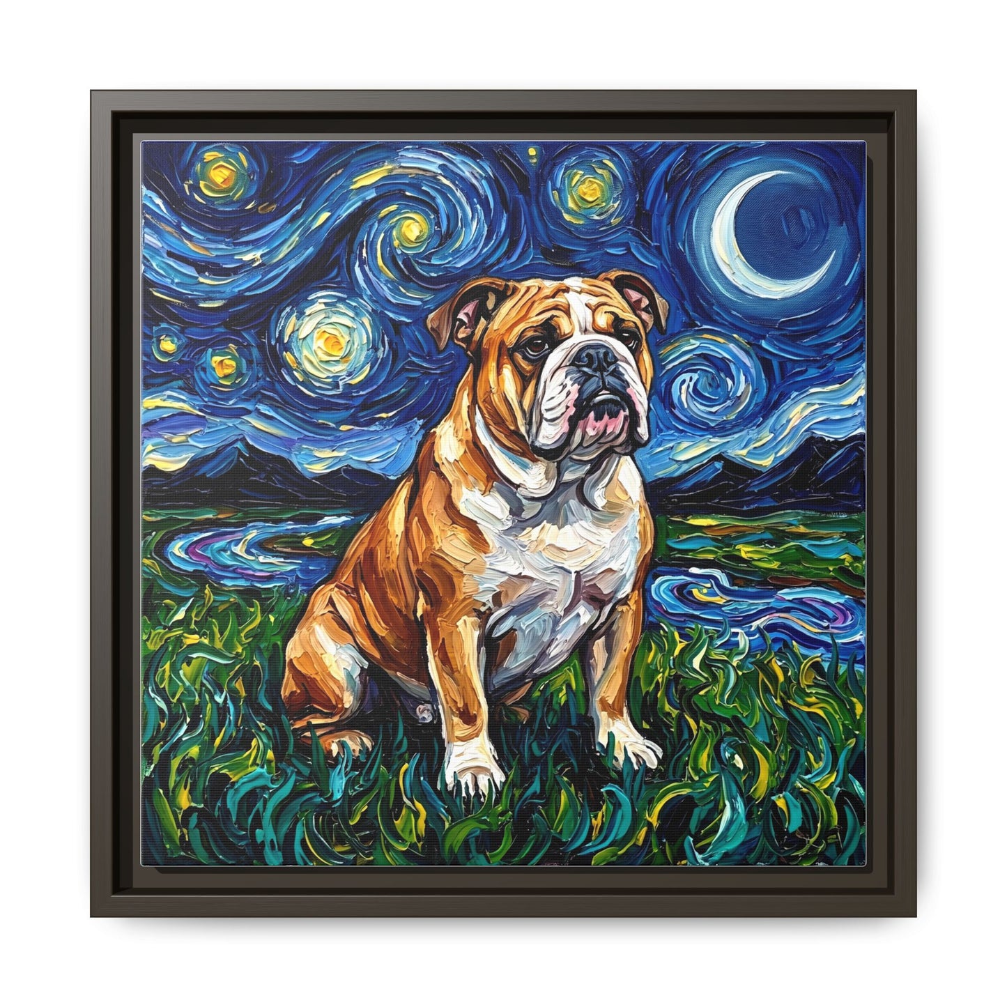 "Bulldog Night" Framed Canvas Wall Art
