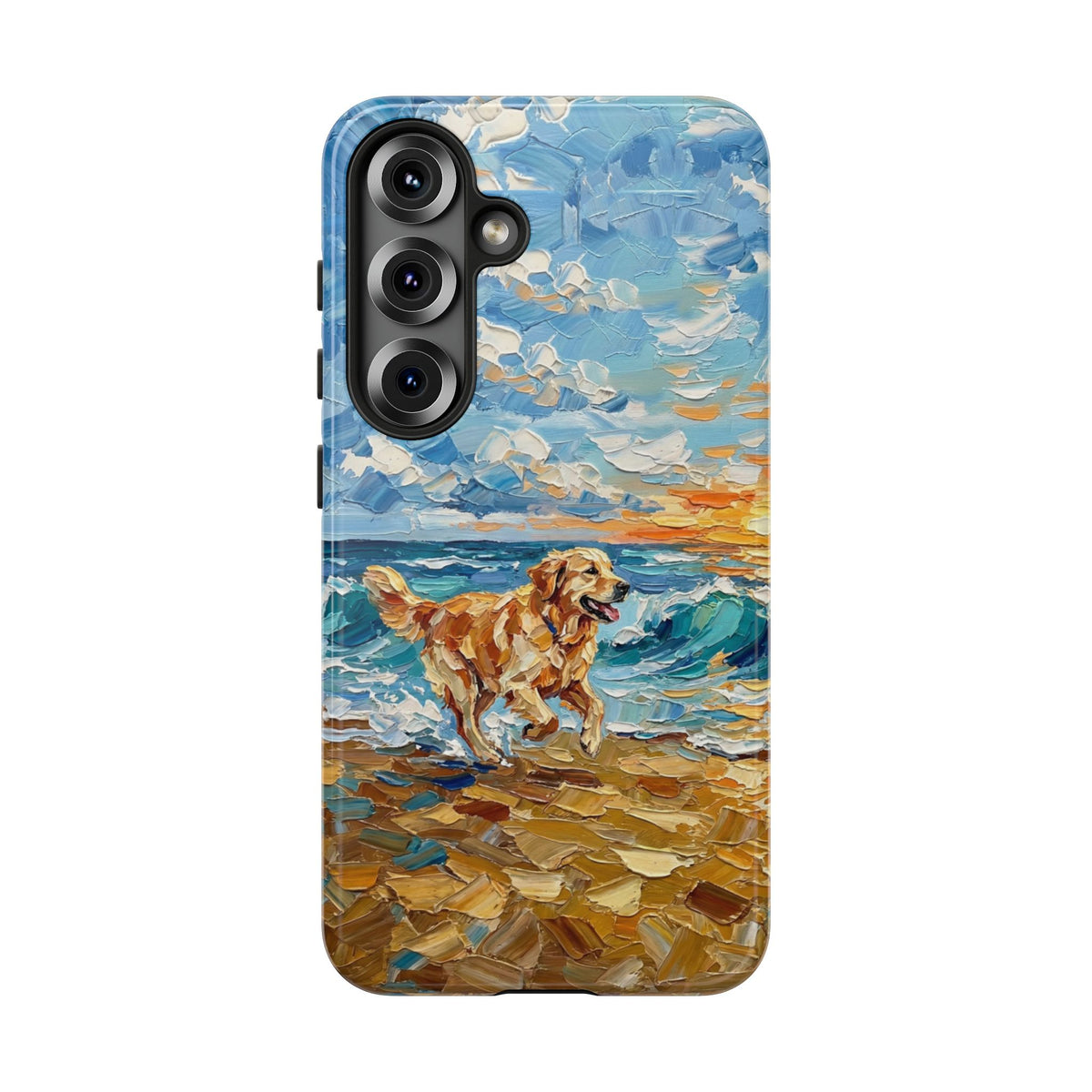 Golden Retriever Running on the Beach Art Phone Case
