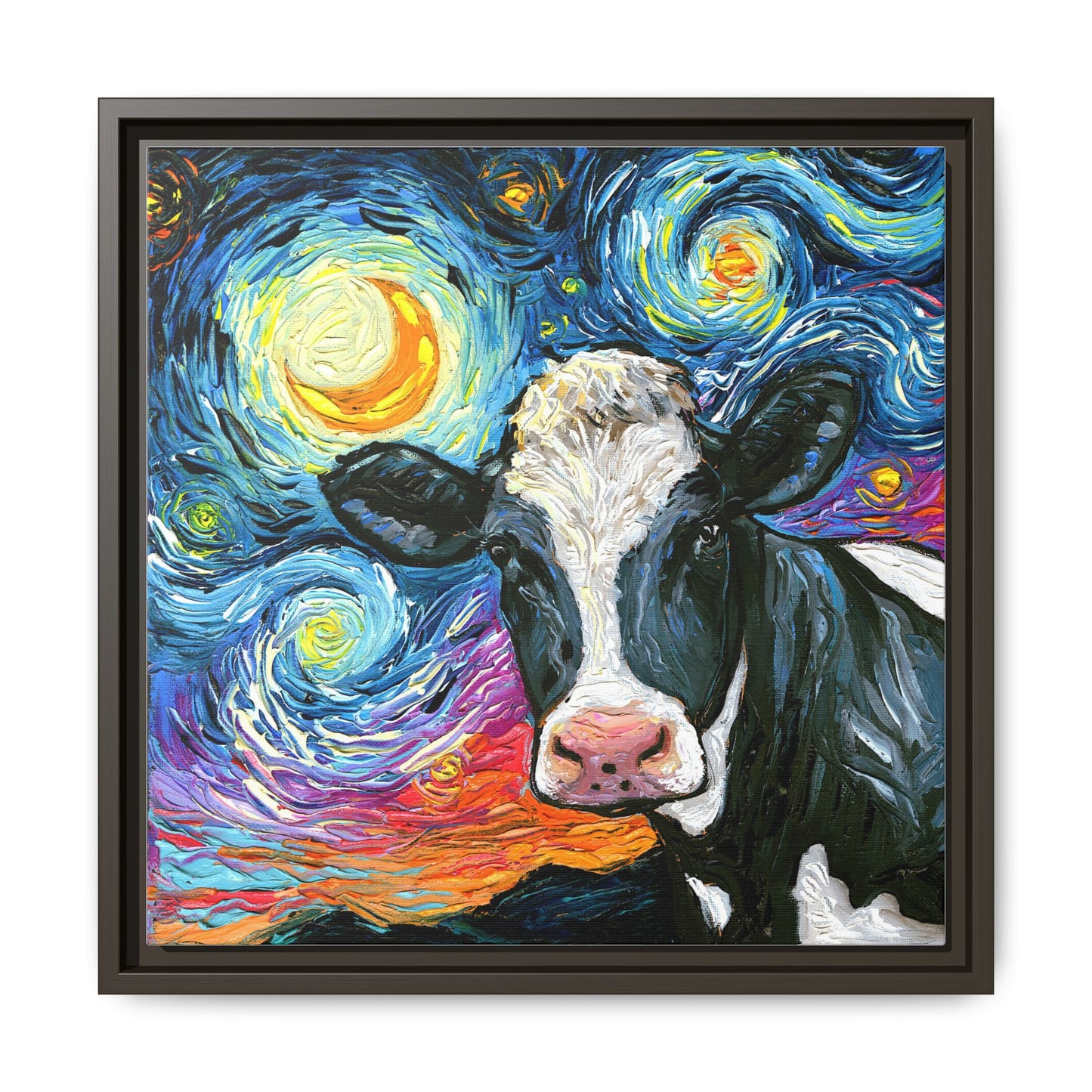 "Holstein Night" Framed Canvas Wall Art