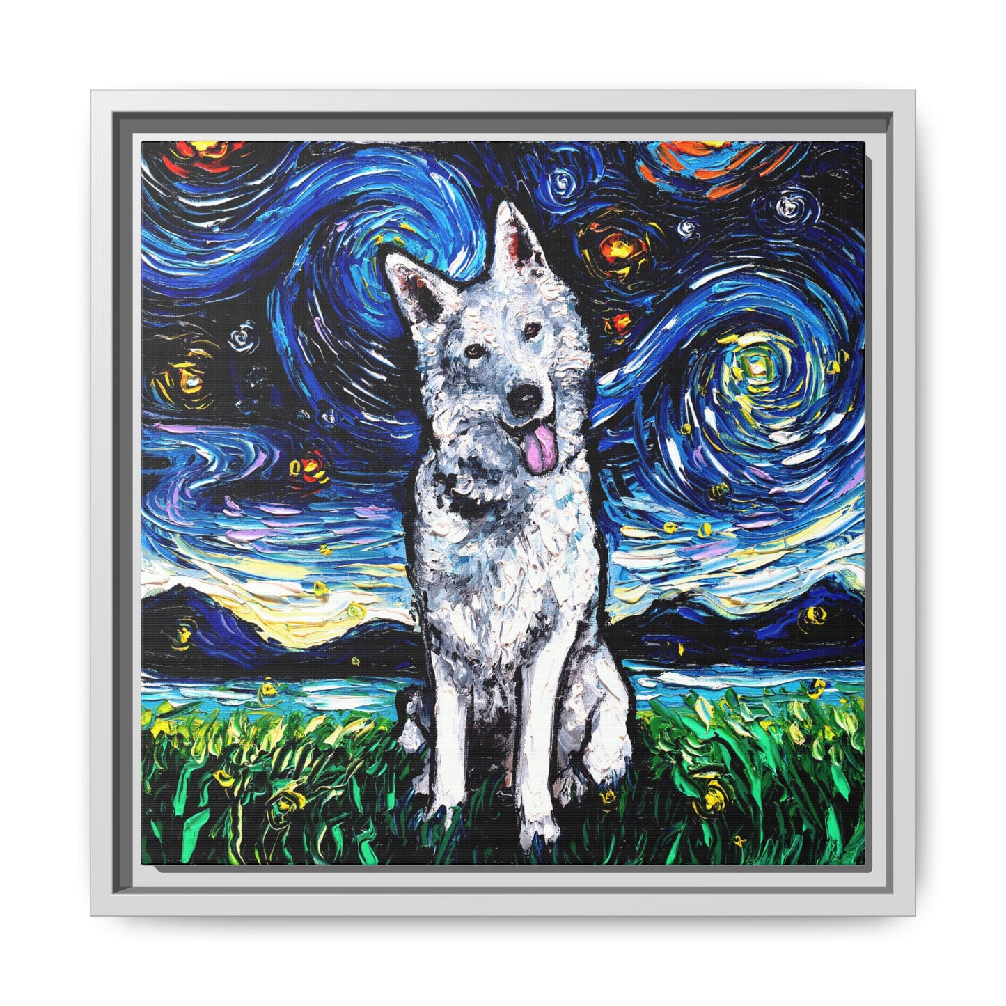 "Swiss Shepherd Night" Framed Canvas Wall Art
