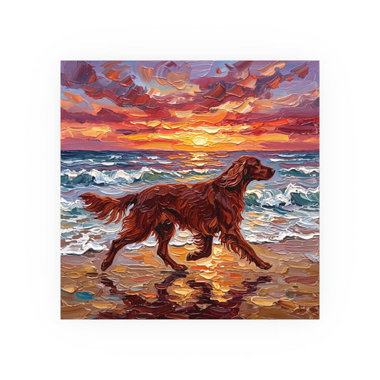 "Beach Day - Irish Setter" Wall Art Paper Print