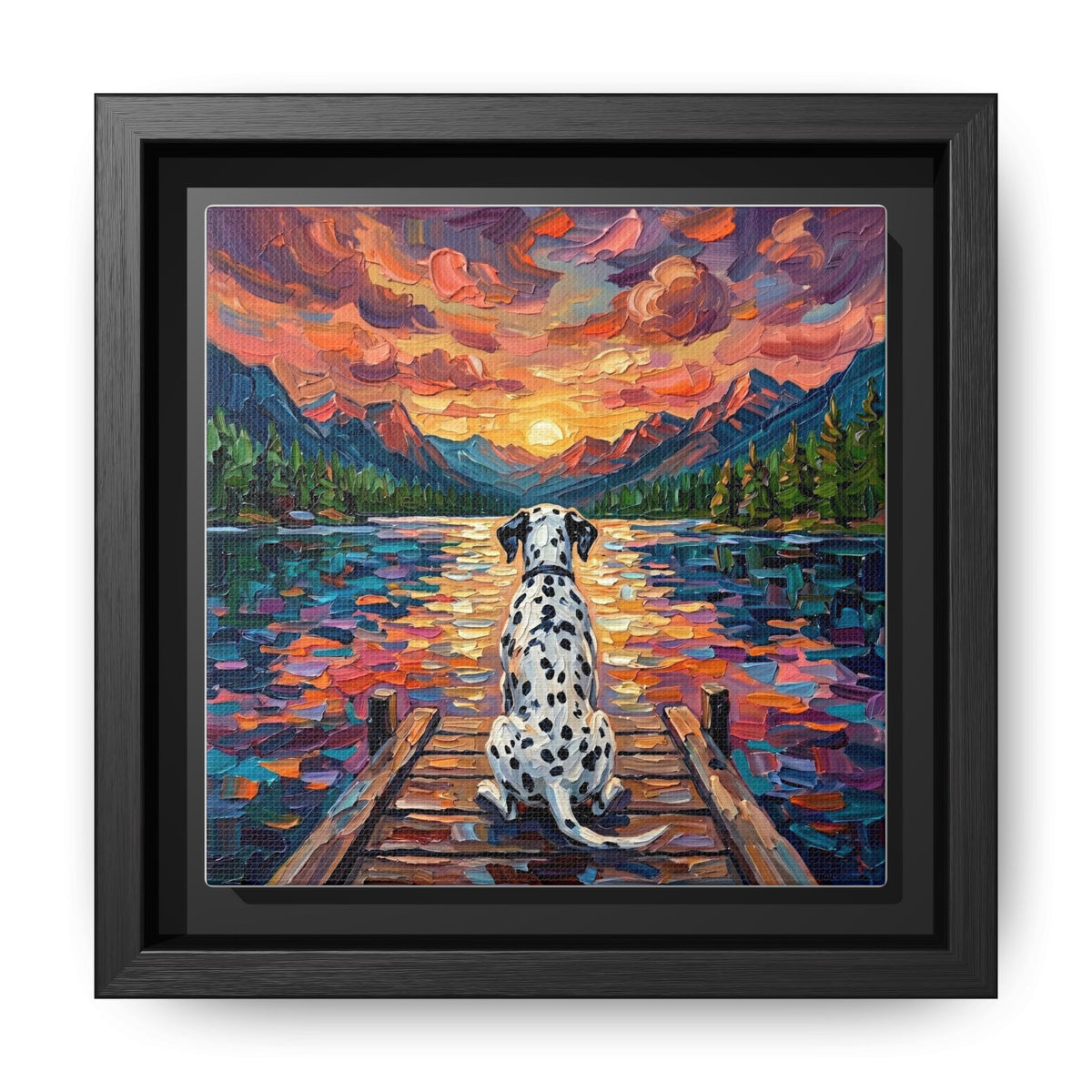 "On The Dock - Dalmatian" Framed Canvas Wall Art