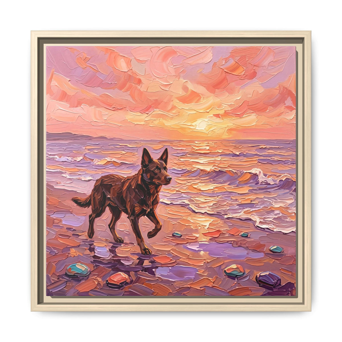 "Beach Day - Kelpie" Framed Canvas Wall Art