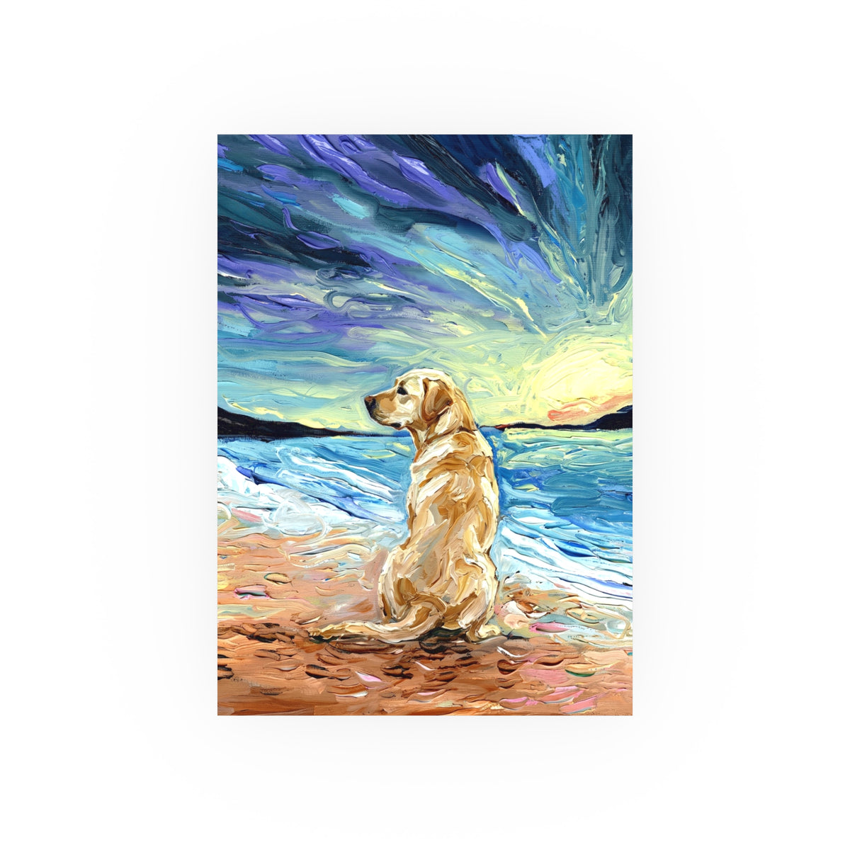 "Beach Day - Yellow Labrador 2" Wall Art Paper Print