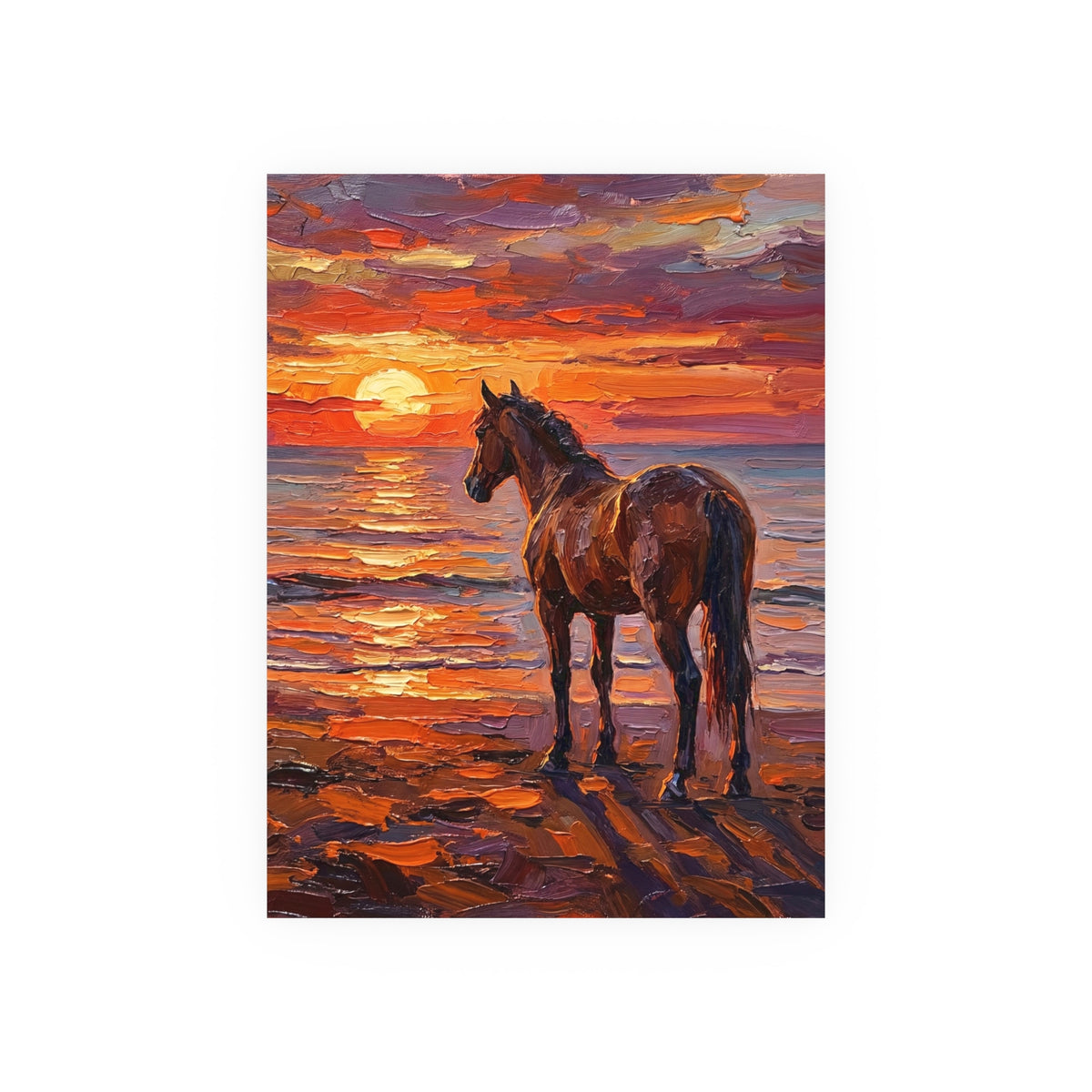 "Beach Sunset - Chocolate Mare" Wall Art Paper Print