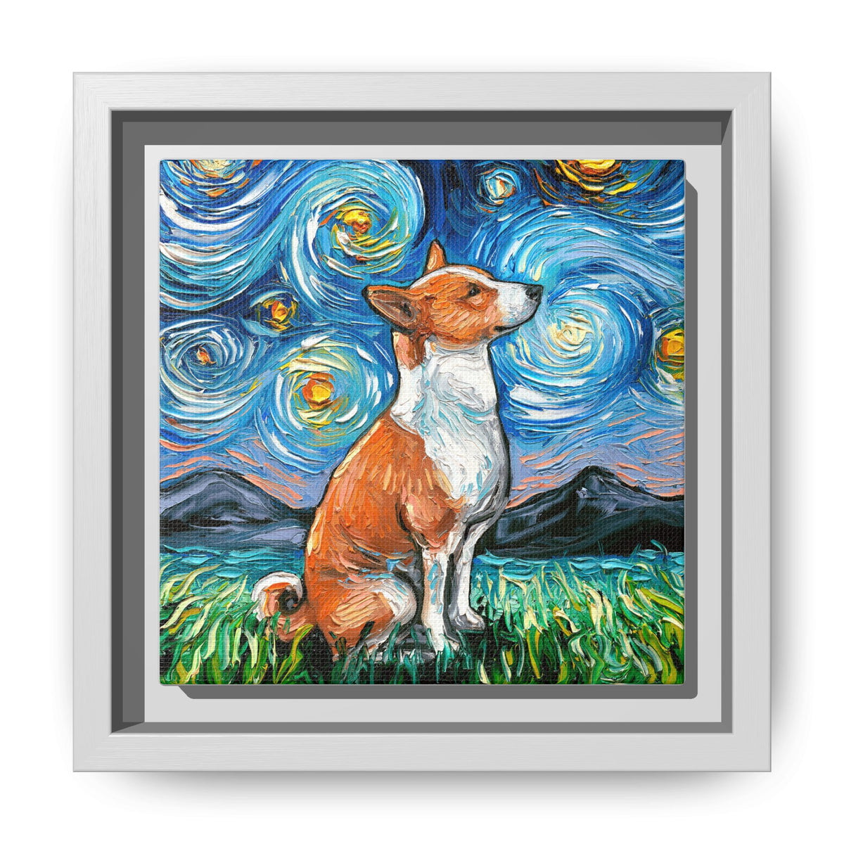 "Basenji Night" Framed Canvas Wall Art