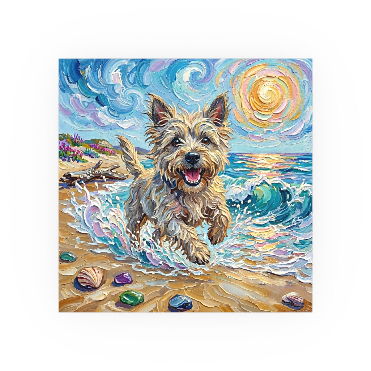 "Beach Day - Cairn Terrier" Wall Art Paper Print