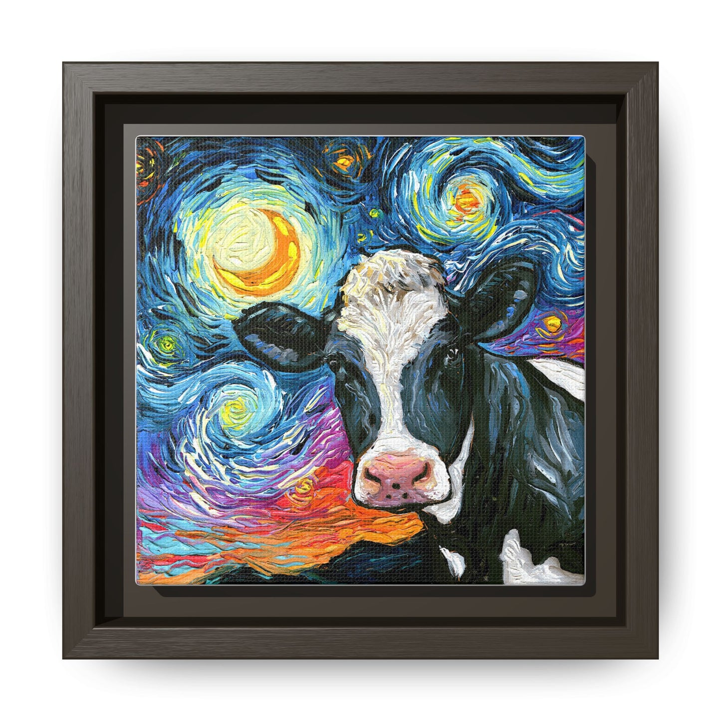 "Holstein Night" Framed Canvas Wall Art