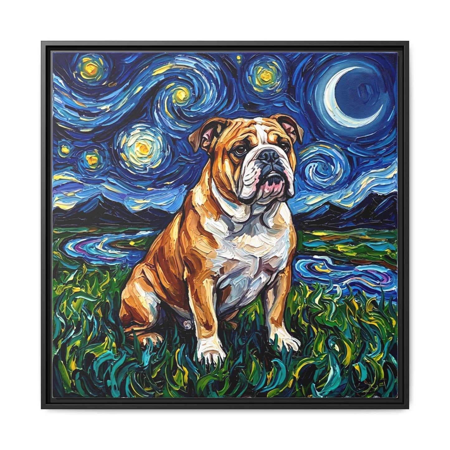 "Bulldog Night" Framed Canvas Wall Art