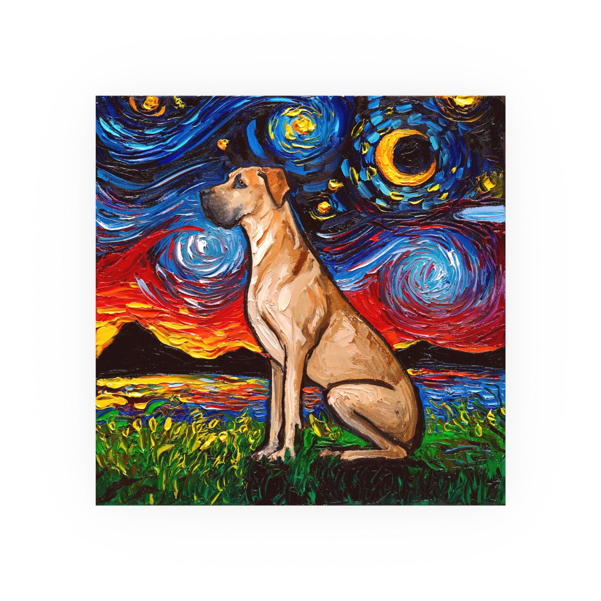 "Fawn Great Dane Night" Wall Art Paper Print