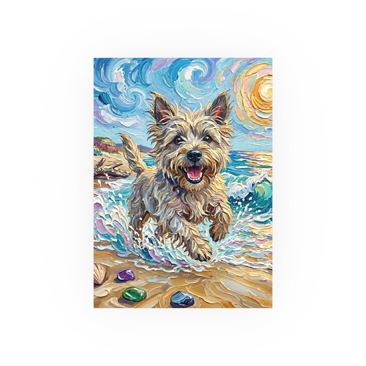 "Beach Day - Cairn Terrier" Wall Art Paper Print
