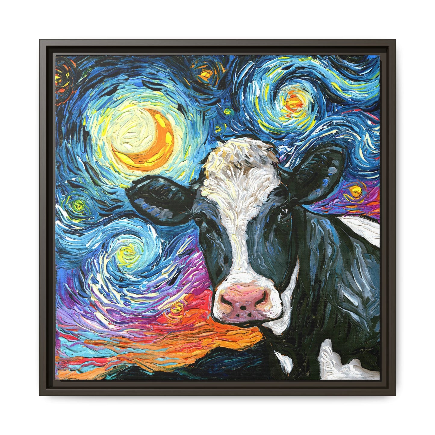 "Holstein Night" Framed Canvas Wall Art