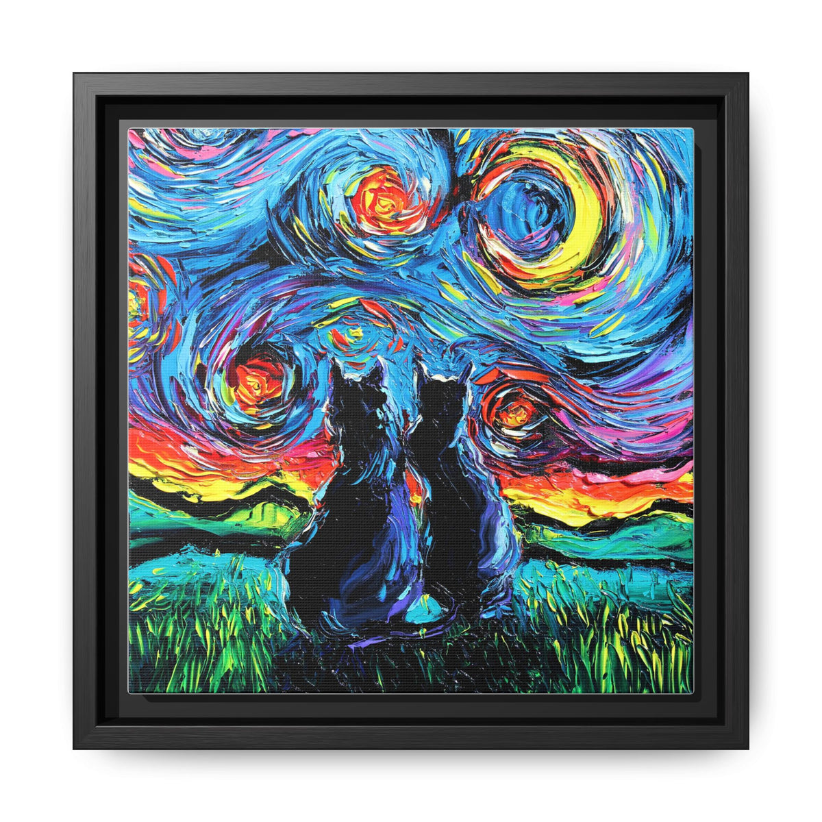 "van Gogh's Cats" Framed Canvas Wall Art