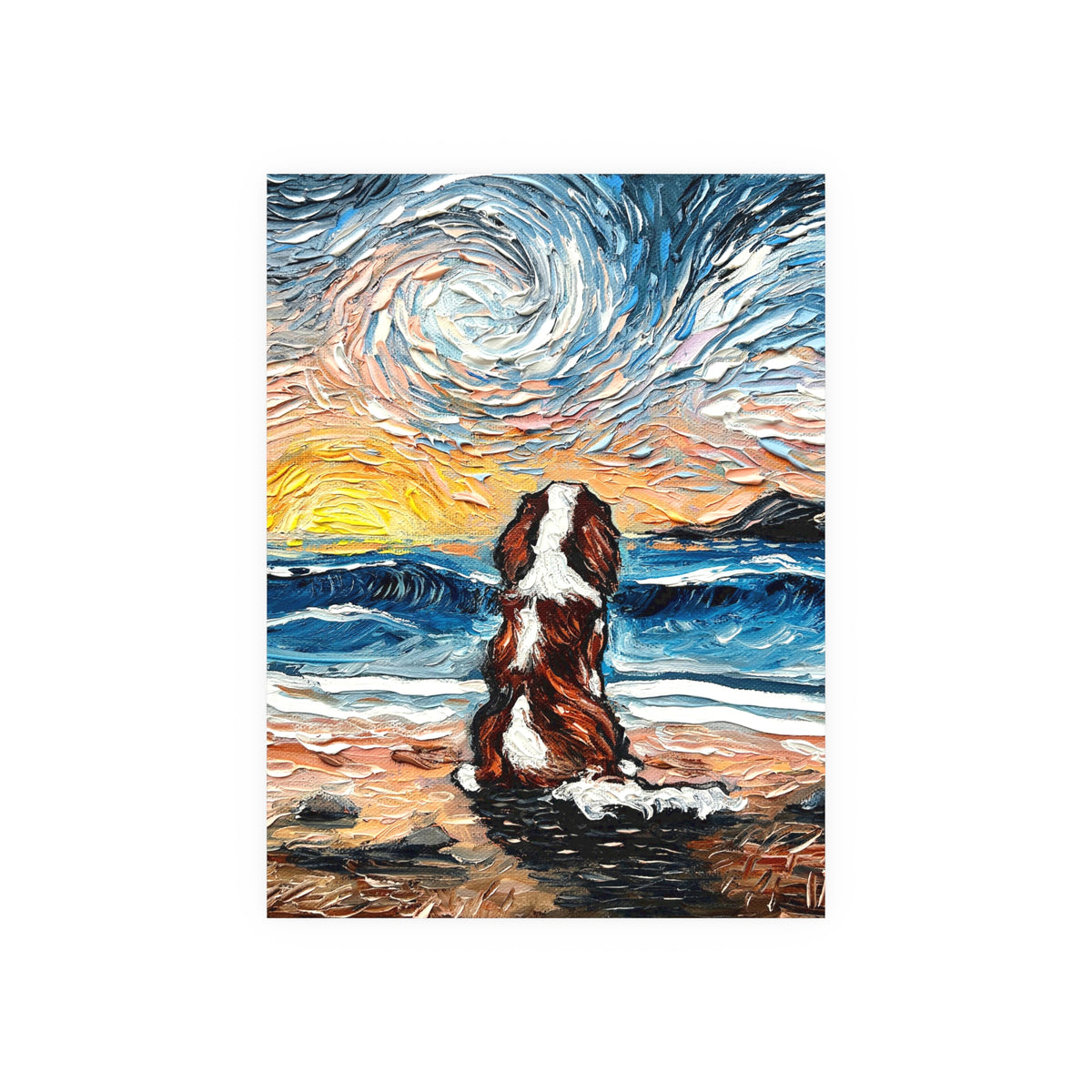 "Beach Day - Blenheim Spaniel" Wall Art Paper Print