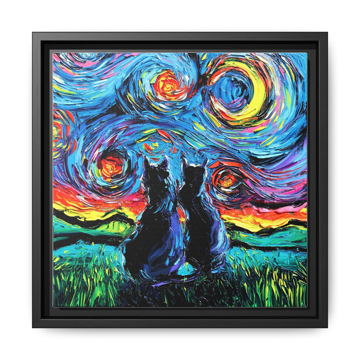 "van Gogh's Cats" Framed Canvas Wall Art