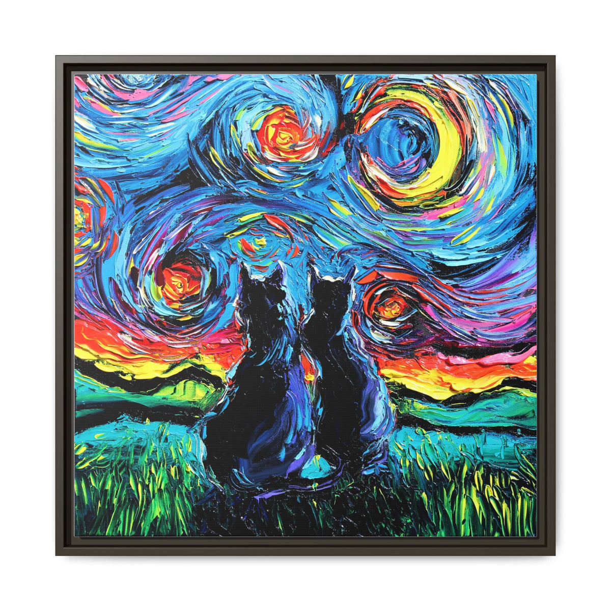 "van Gogh's Cats" Framed Canvas Wall Art