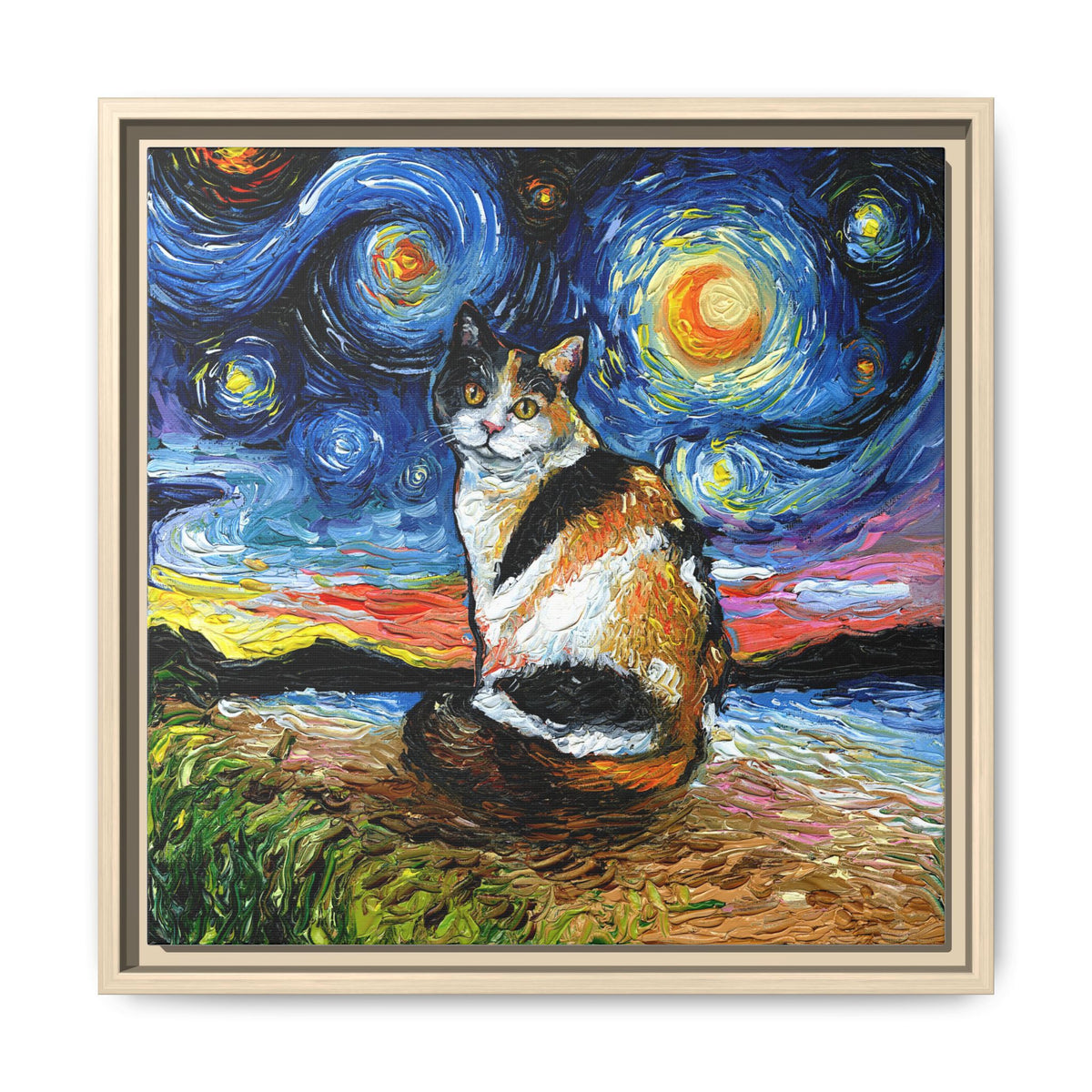 "Calico Night" Framed Canvas Wall Art