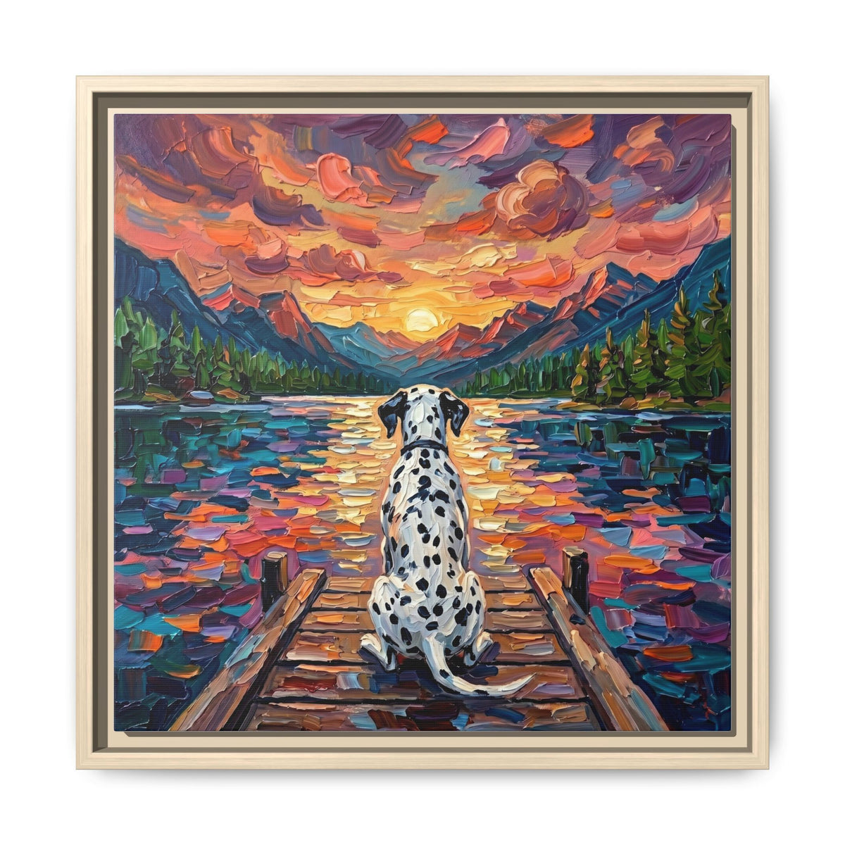 "On The Dock - Dalmatian" Framed Canvas Wall Art