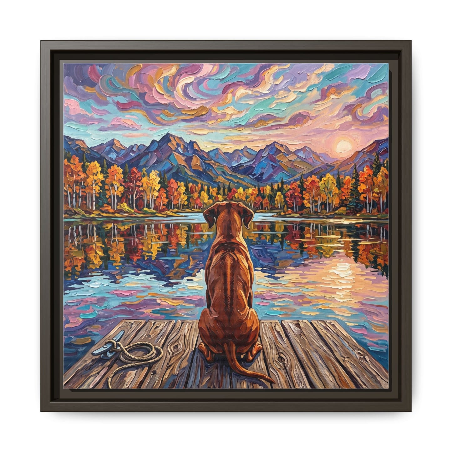 "On The Dock - Rhodesian Ridgeback" Framed Canvas Wall Art