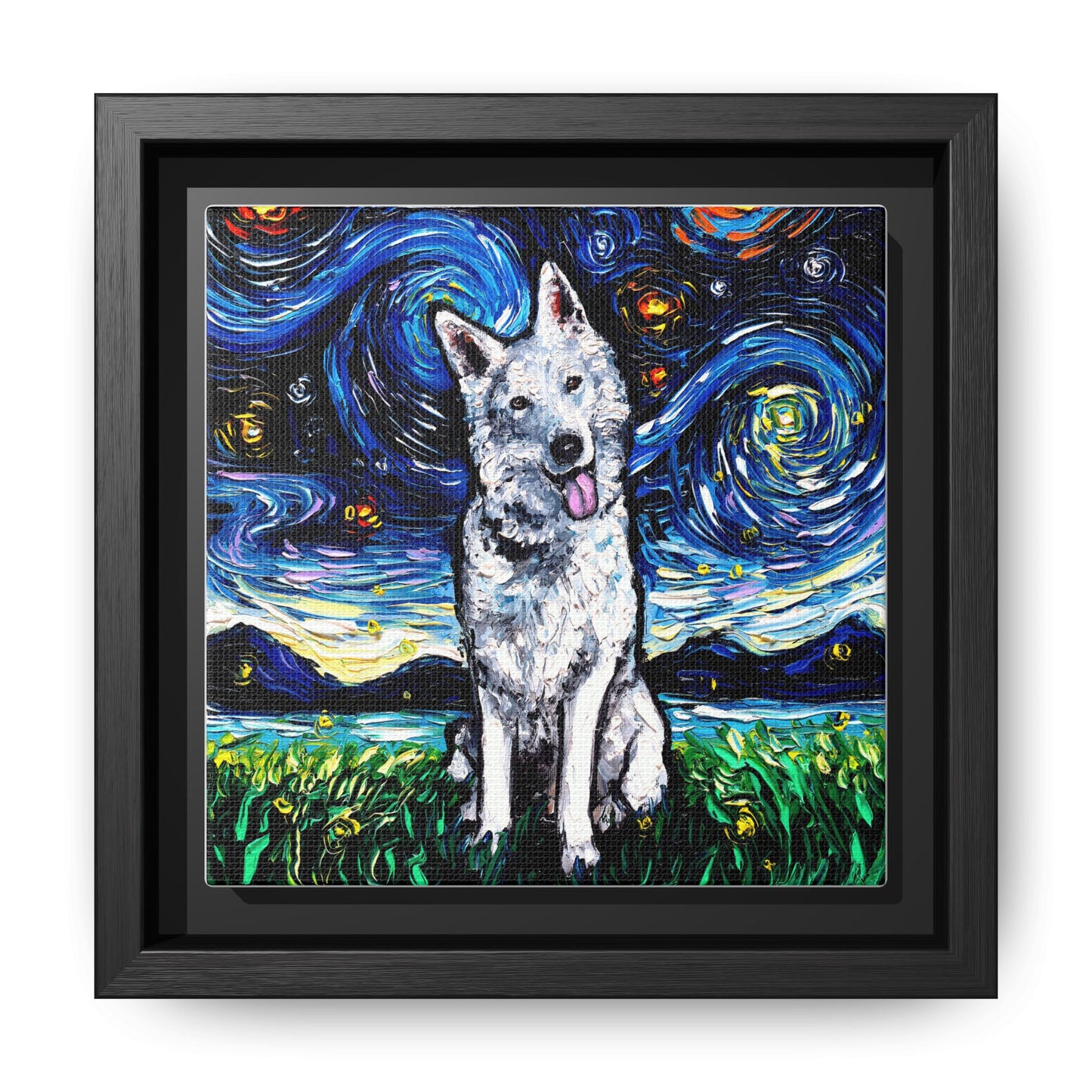 "Swiss Shepherd Night" Framed Canvas Wall Art