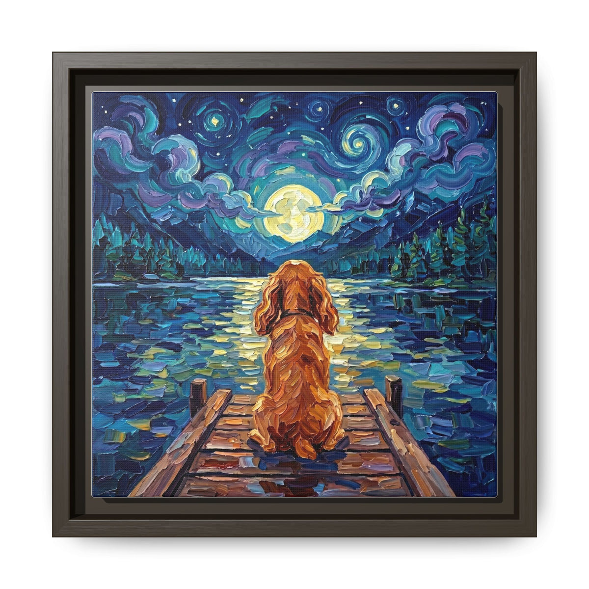 "On The Dock - Red Cocker Spaniel" Framed Canvas Wall Art
