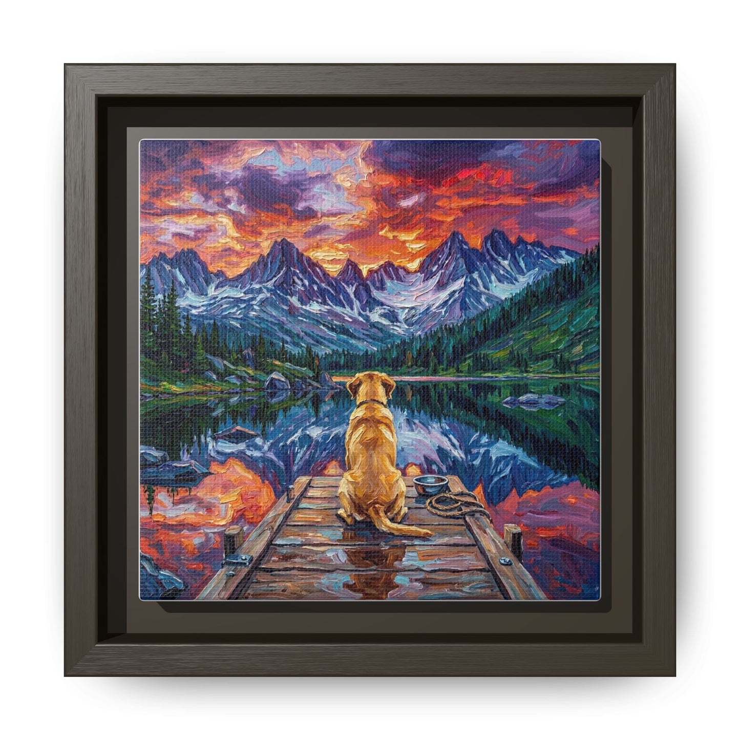 "On The Dock - Yellow Labrador" Framed Canvas Wall Art