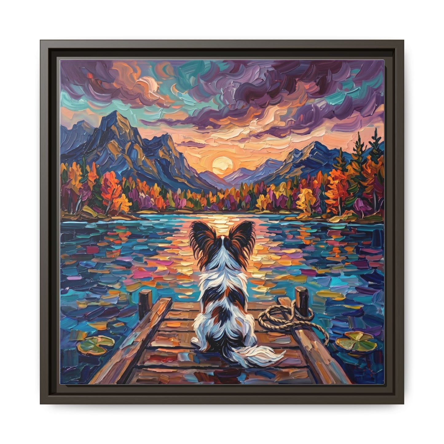 "On The Dock - Papillon" Framed Canvas Wall Art