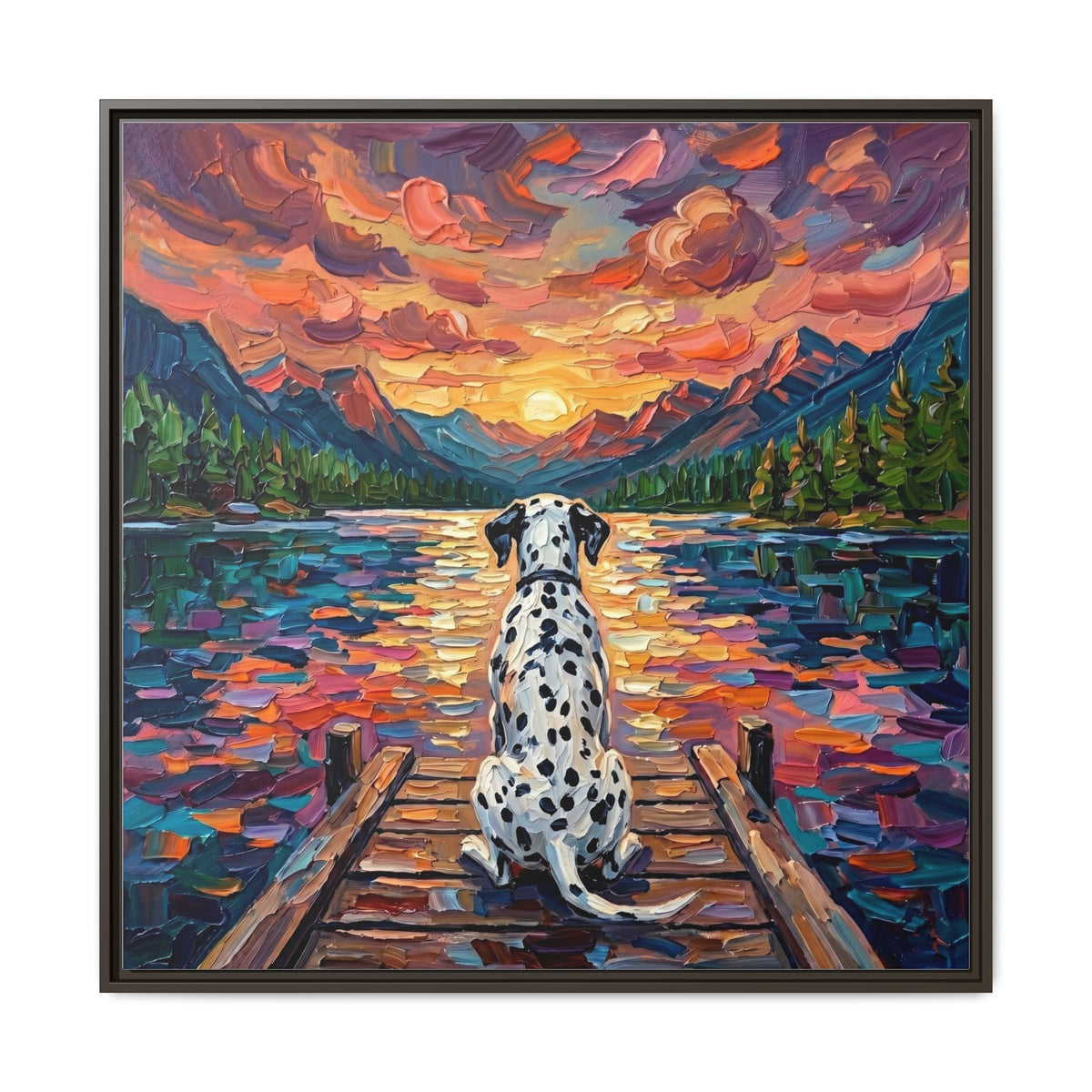 "On The Dock - Dalmatian" Framed Canvas Wall Art