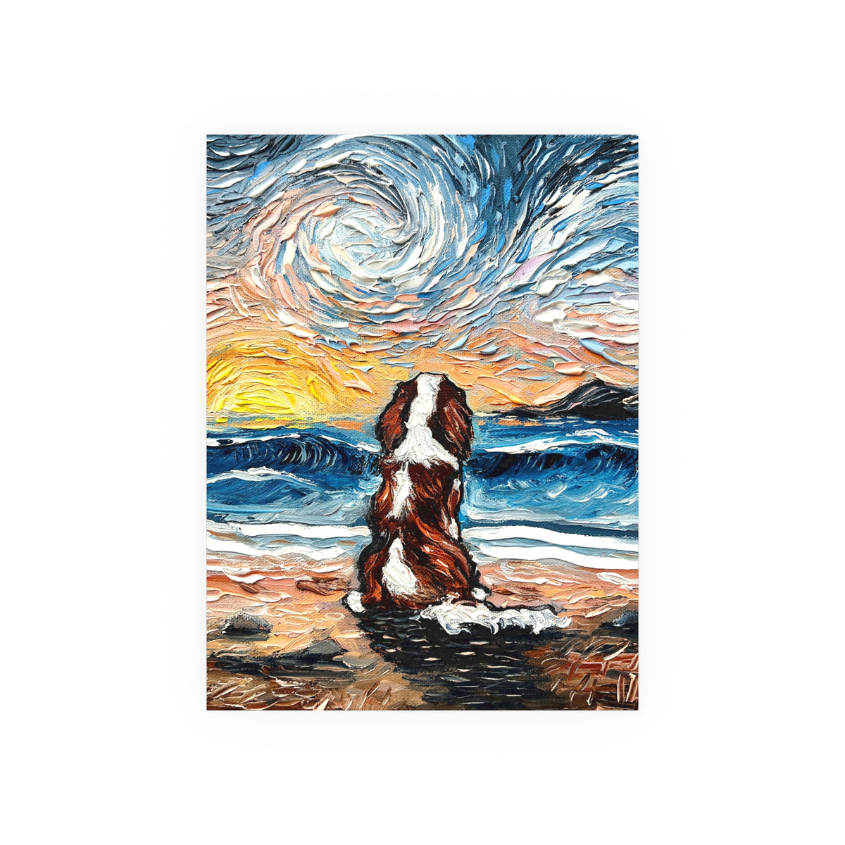 "Beach Day - Blenheim Spaniel" Wall Art Paper Print