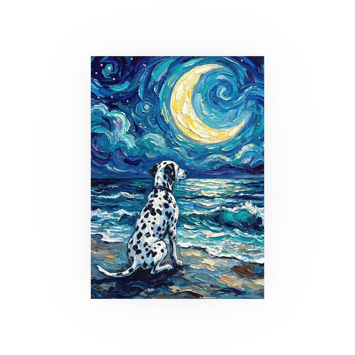 "Beach Night - Dalmatian" Wall Art Paper Print