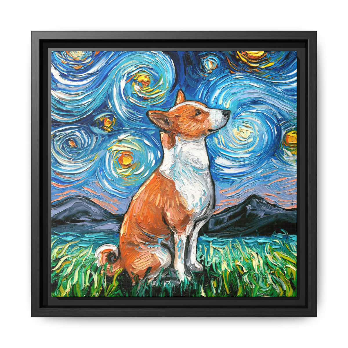 "Basenji Night" Framed Canvas Wall Art