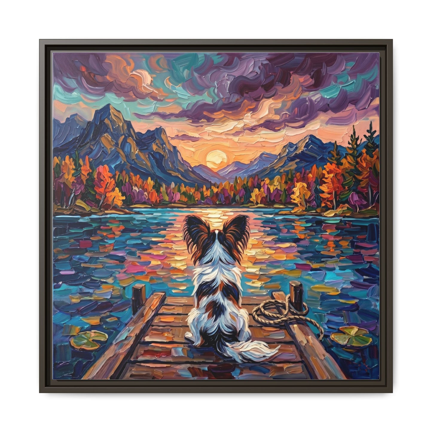"On The Dock - Papillon" Framed Canvas Wall Art