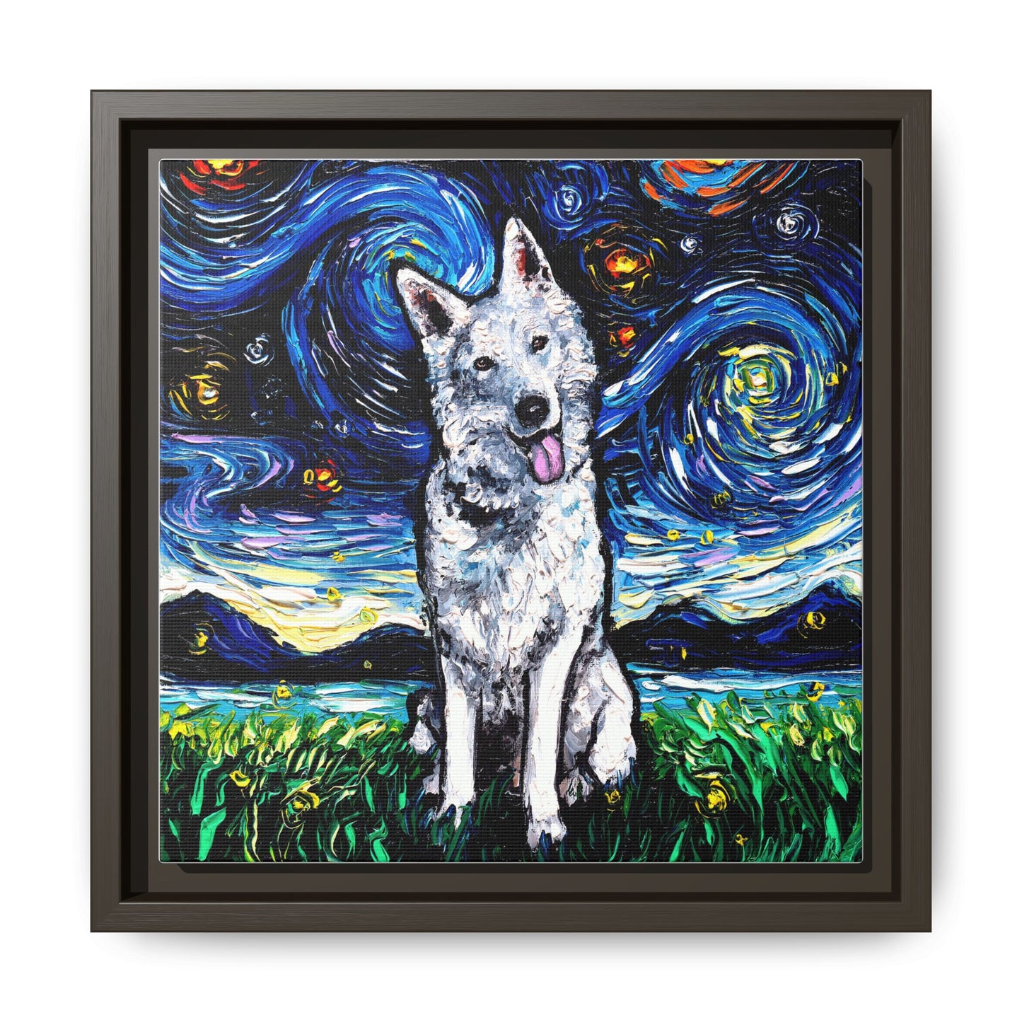 "Swiss Shepherd Night" Framed Canvas Wall Art