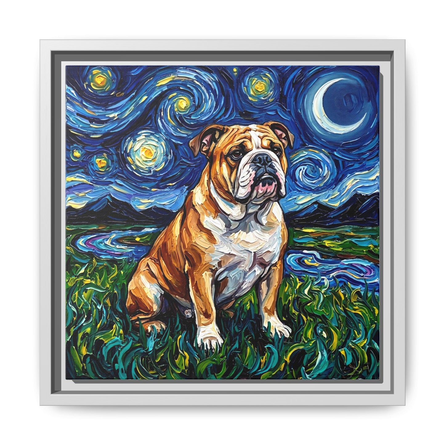 "Bulldog Night" Framed Canvas Wall Art