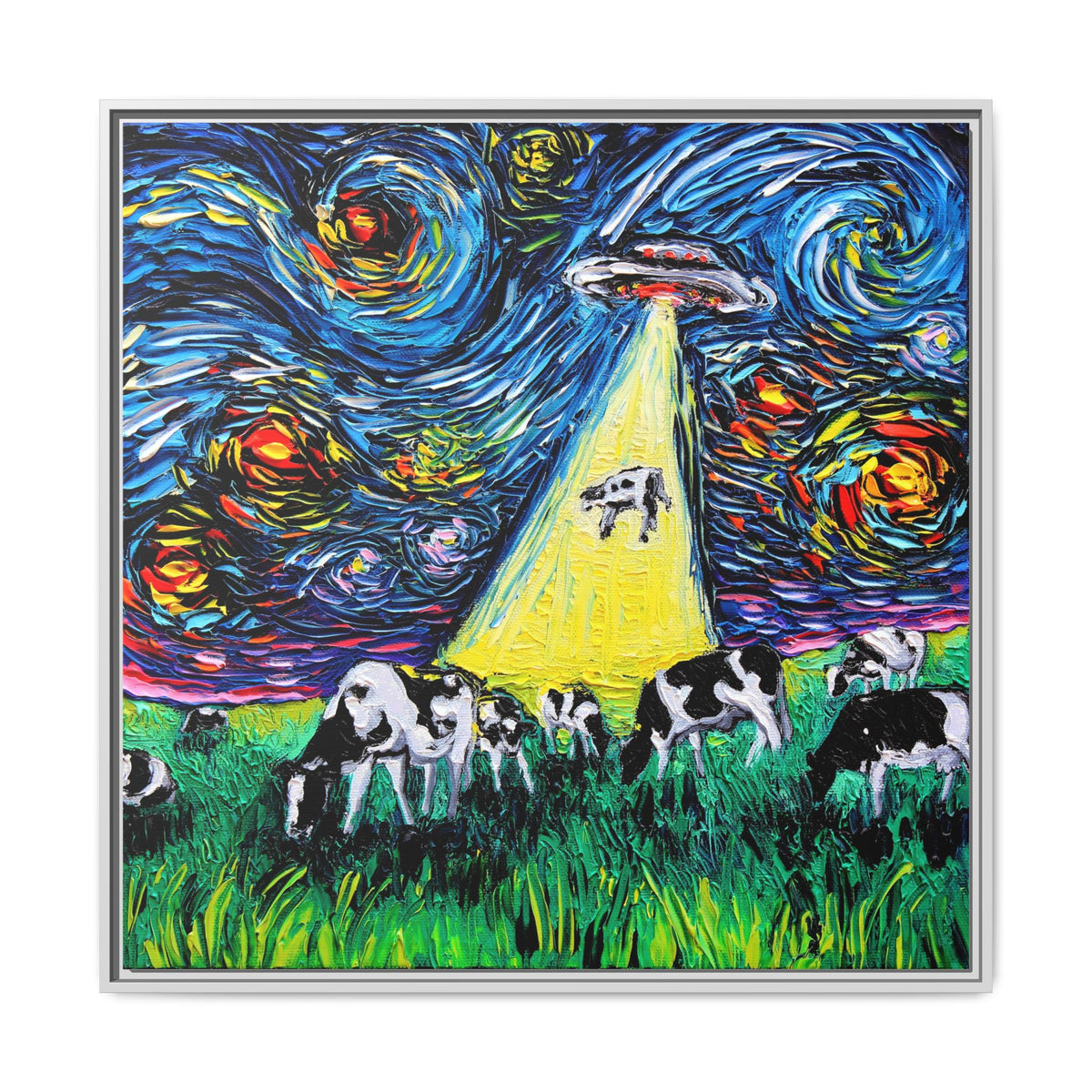 "van Gogh Was Never Abducted" Framed Canvas Wall Art