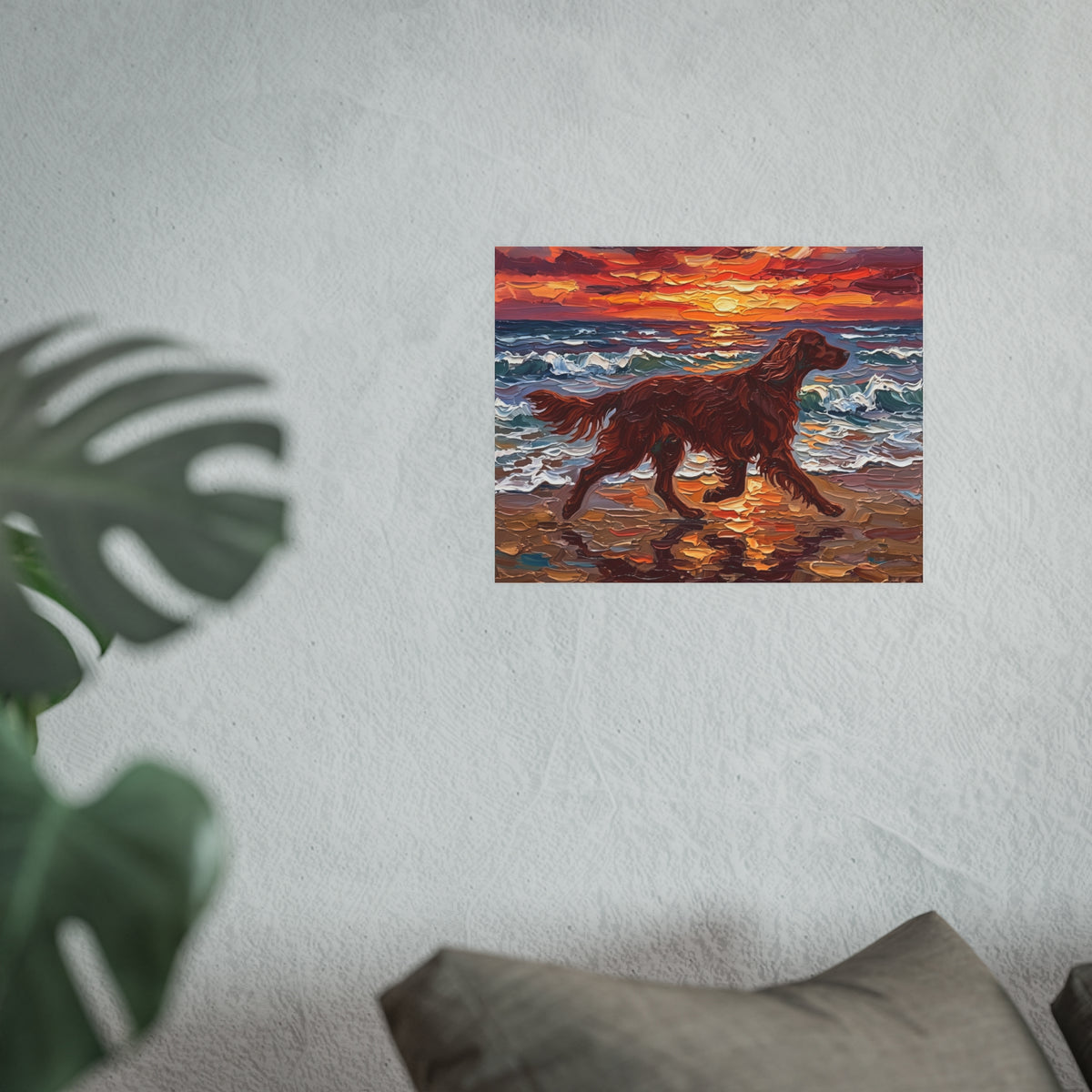 "Beach Day - Irish Setter" Wall Art Paper Print