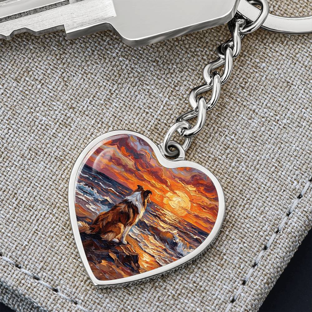 Beach Day - Collie Heart Keychain