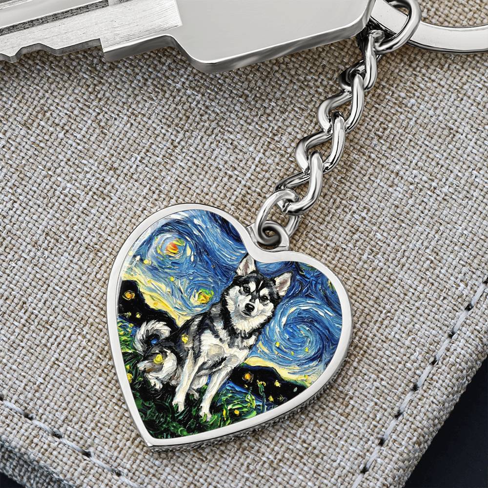 Alaskan Klee Kai Heart Keychain
