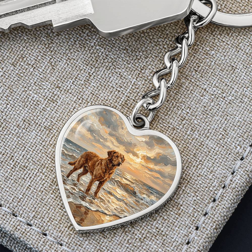 Beach Day - Chesapeake Bay Retriever Heart Keychain