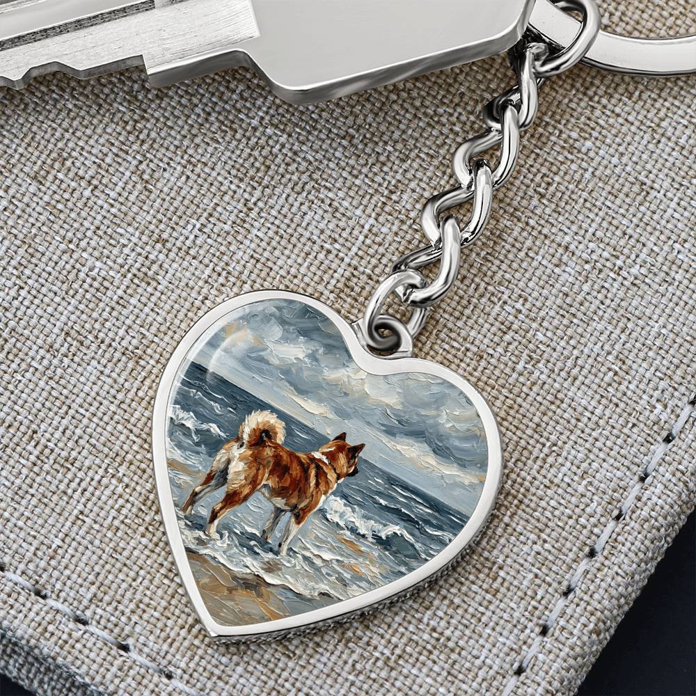 Beach Day - Akita Heart Keychain