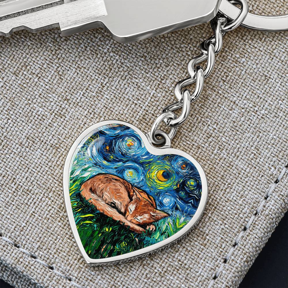 Abyssinian Starry Night Heart Keychain