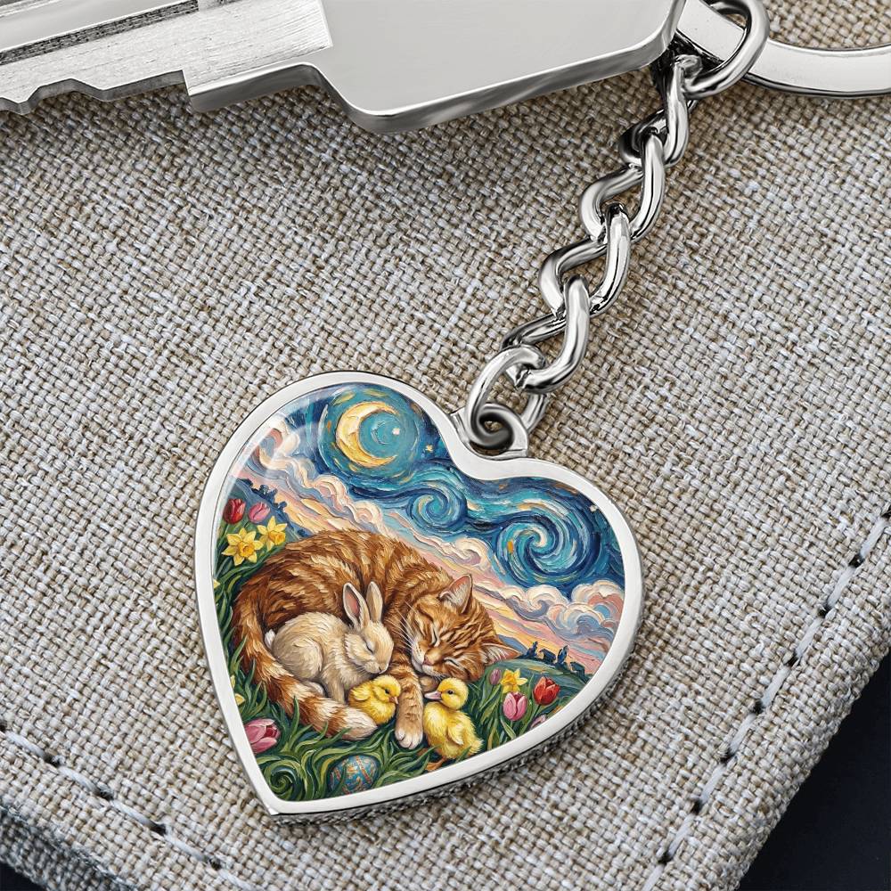 Easter Night Heart Keychain