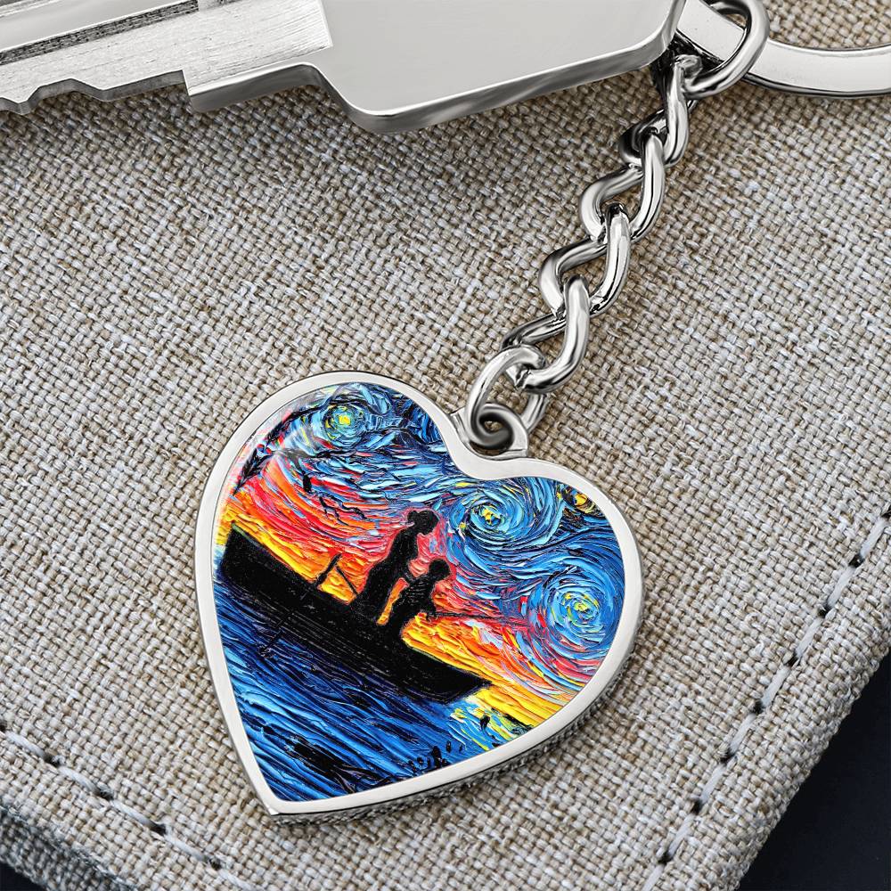 Fishing Trip with Mom Heart Keychain