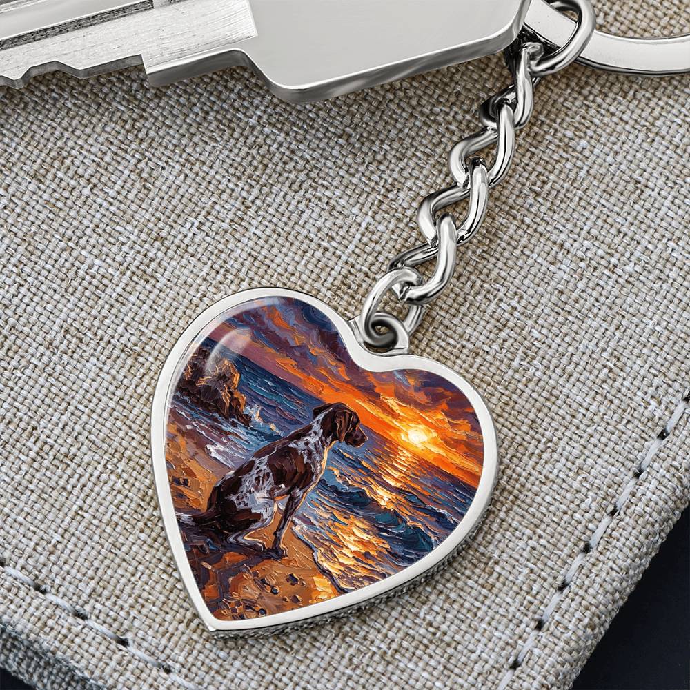Beach Day - German Pointer Heart Keychain