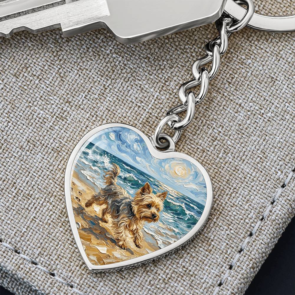 Beach Days - Yorkie Heart Keychain