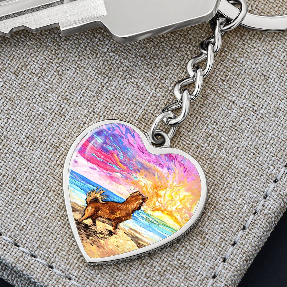 Beach Days - Chihuahua Heart Keychain